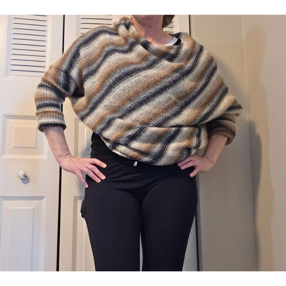 Wooden Ships Striped Poncho Sweater Mohair blend, size womens' M L
